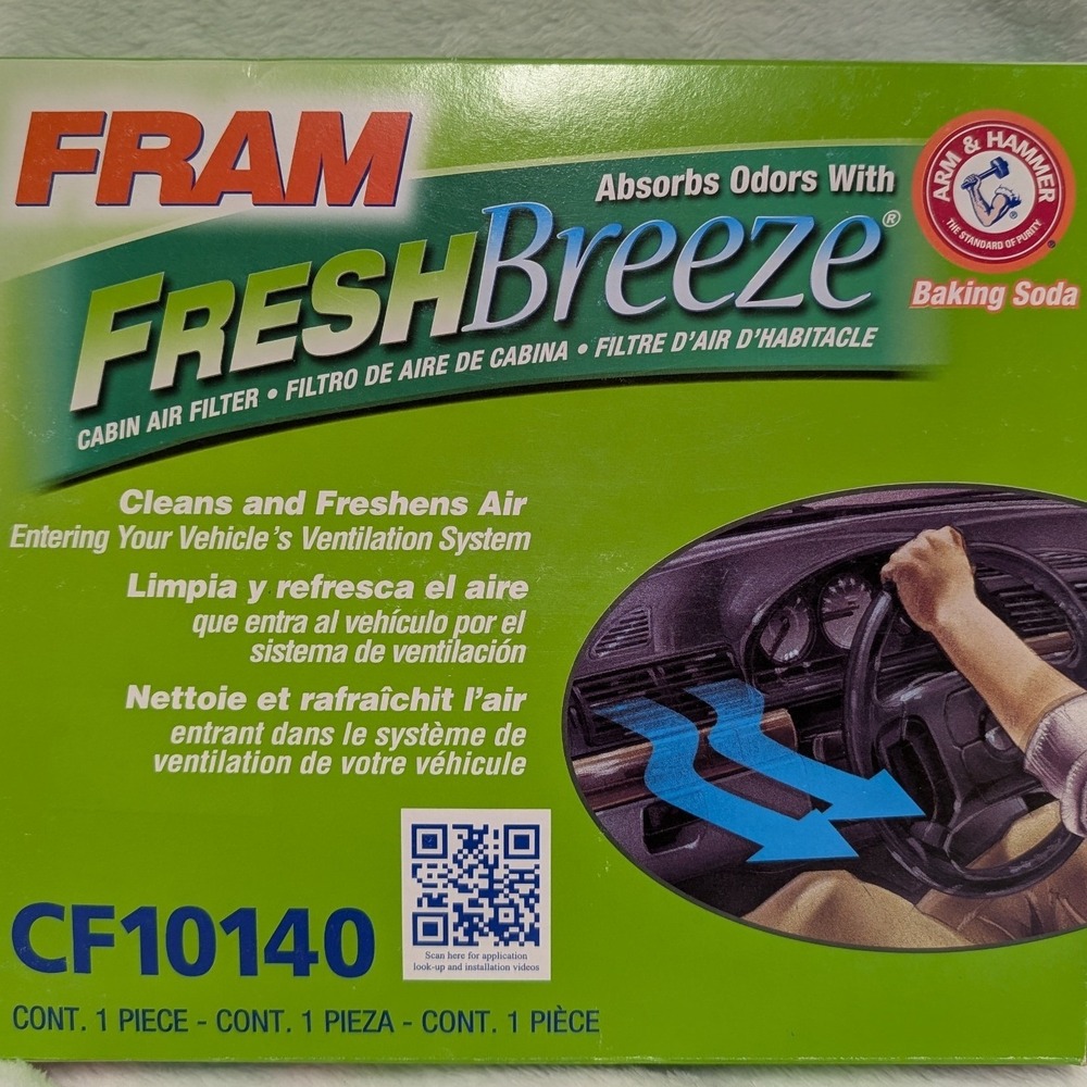FRAM Fresh Breeze Cabin Air Filter CF10140 with Arm & Hammer Baking Soda NEW